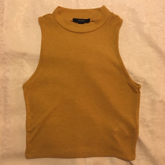 F21 Mustard Turtleneck Crop Top - Picture 4 of 6